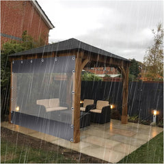 Outdoor Patio Curtain with Grommet Side Cover Pergola 0.5mm Transparent Gazebo Curtain for Garden Patio Gazebo, Customizable (Color : Black, Size : 3x2m/9.8x6.6ft)