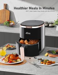 3.6Quart Small Air Fryer, Knob Control Easy to Adjustable Temperature & Time, Quiet, Nonstick & Dishwasher Safe, Ready for Busy Morning and Evening, for Air Frying Bread, Frozen Food, Seafood