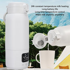 Ymiko Portable Milk Warmer 316 Stainless Steel Rechargeable Travel Electric Kettle for Outdoor Car 500ml