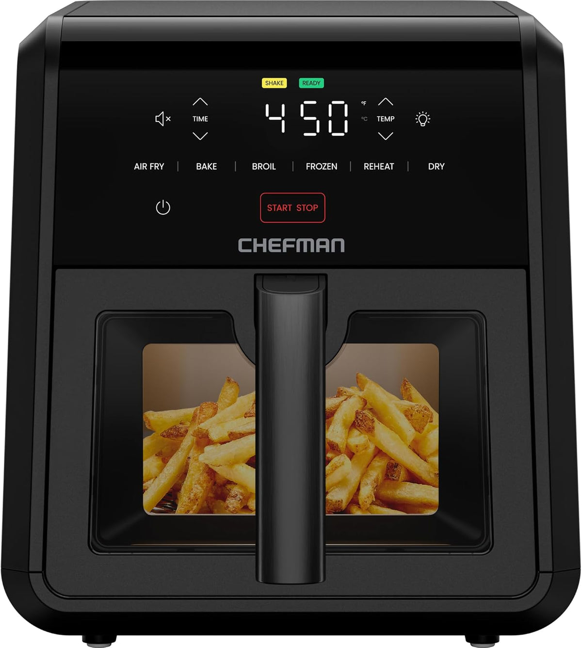 CHEFMAN Small Air Fryer Healthy Cooking, 3.6 Qt, User Friendly, Nonstick, Digital Touch Screen, Dishwasher Safe Basket, w/ 60 Minute Timer & Auto Shutoff, Matte Black, Cookbook Included