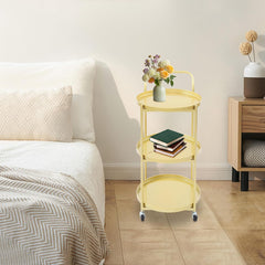 3-Tier Metal Frame Serving Cart with Wheels, Handle Rolling Bar Cart Mobile Serving Cart Storing Tableware, Kitchenware for Kitchen Dining Room Living Room, Beauty Clubs, Spa Clubs Gold