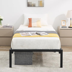 VECELO 14" Metal Platform Bed Frame for Kids/Mattress Foundation/No Box Spring Needed/Steel Slat Support (Twin Size)