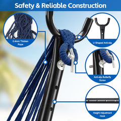 Hammock with Stand for Outside Indoor Heavy Duty Metal Hammock Holds 600lbs Portable Camping Hammock with Carrying Bag for Patio Beach Backyard