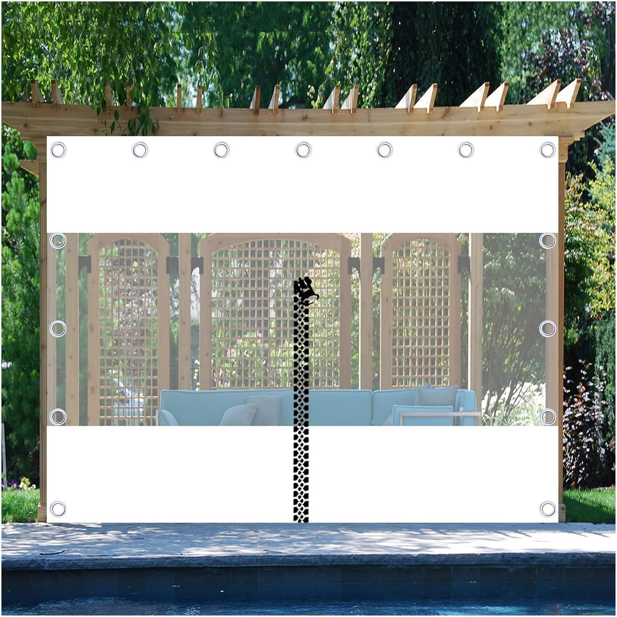 Rainproof Tarpaulin Clear Pergola Side Panels with Zipper Tarpaulin Curtains for Carports, Canopies, Shops, Attics, Plant Sheds(8.2x8.2ft/2.5x2.5m)