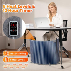 Panel Space Heater for Office/Home Quiet, Portable Electric Space Heater Warmer Under Desk Heater for Legs Feet Knee, Foldable Under Desk Heating with Thermostat Auto Shut Off, 12H Timer