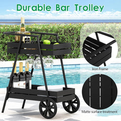 Bar Carts for The Home with 2 Tier Shelf, Rolling Wine Cart on Wheels, Bar Serving Carts for The Home Living Room Kitchen Dining Room,Utility Kitchen Cart Alcohol and Beverage