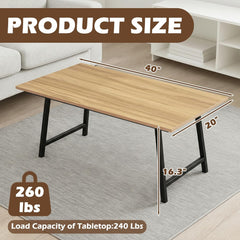 Folding Coffee Table, Portable Floor Table for Sitting on The Floor, Midcentury Modern Coffee Table, Foldable Floor Table for Living Room, 40''L x 20''W x 16.3''H, Oak