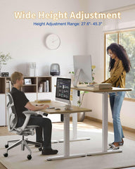 YIHAYO Electric Standing Desk, 55 x 24 Inches Stand Up Desk with Splice Board, Adjustable Height Desk, Computer Desk for Home Office, White Frame/White Top