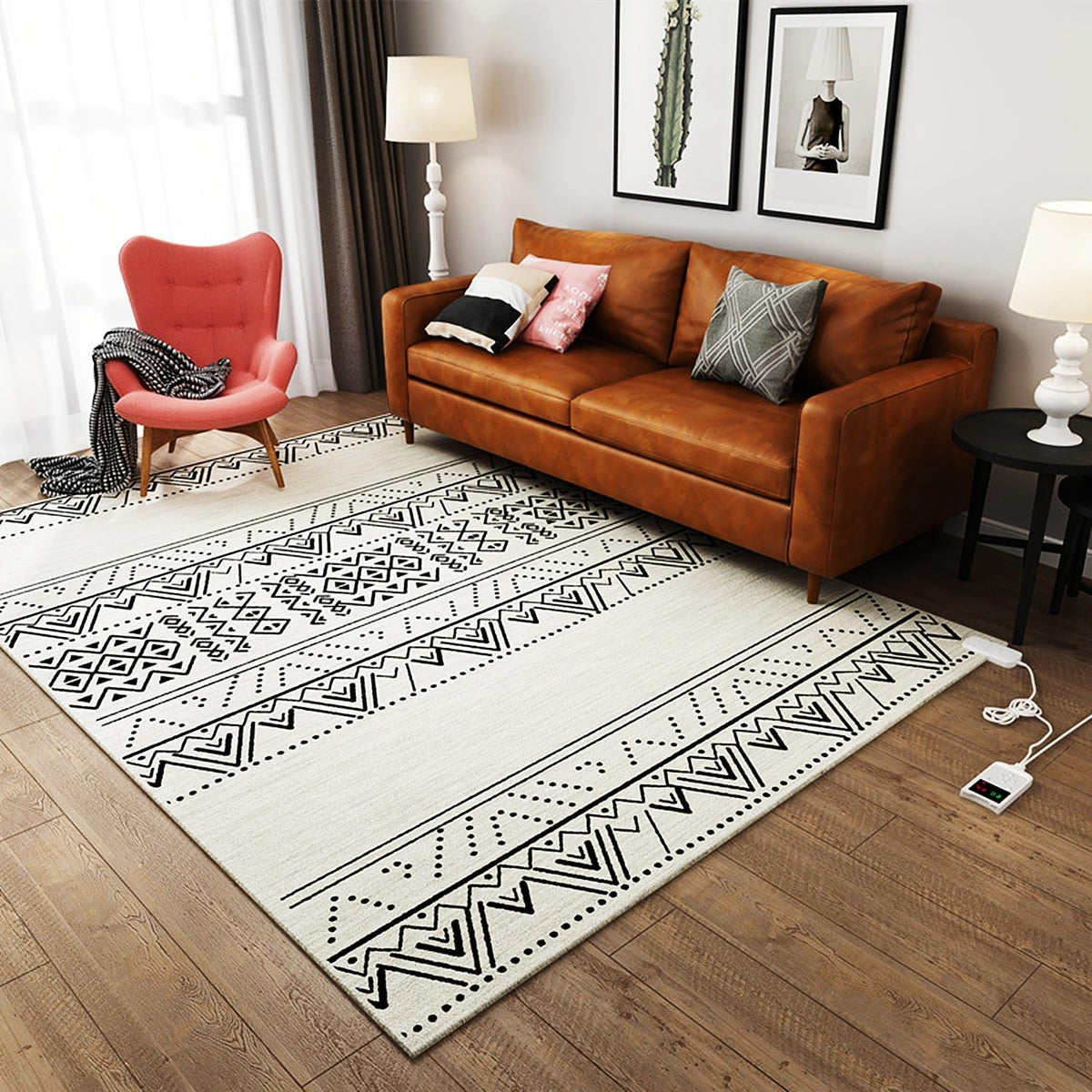 Electric Carpet, Heated Floor Mat, Instant Warmth Waterproof Electric Heating Pad, Home Heated Foot Warmers, Portable Electric Heating Area Rug Space Heater(G,55x90cm)