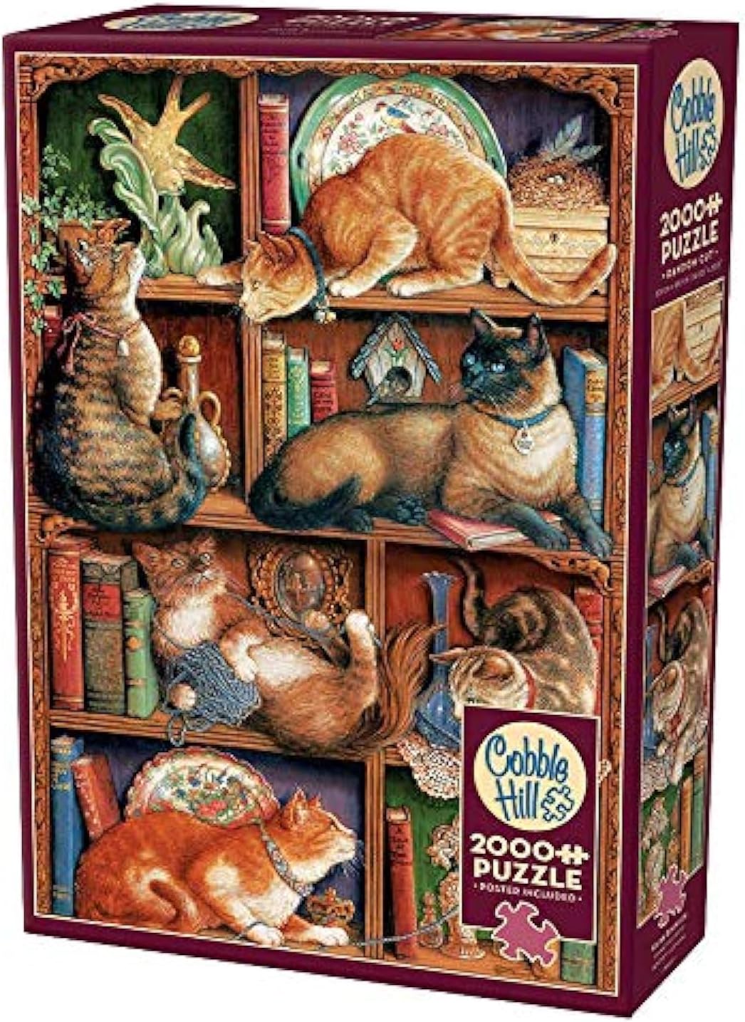 Cobblehill 50710 2000 pc Feline Bookcase Puzzle, Various