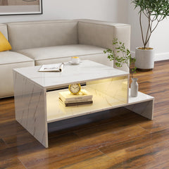 espidoo Modern Coffee Table with Architectural Shape: Unique Design White End Table - Creative Studio Furniture for Reception Areas & Workspace Storage