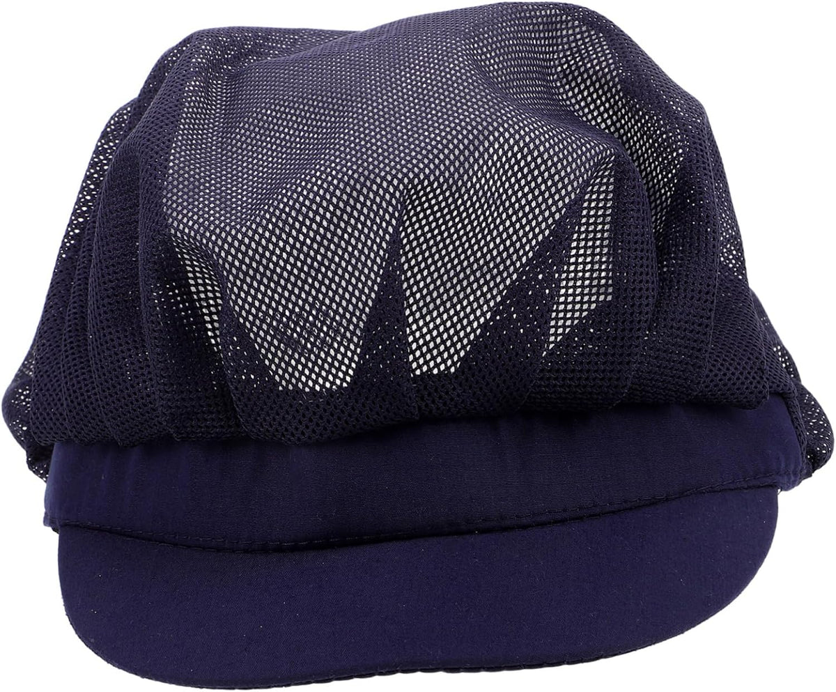 OUNONA Unisex Chef Hat Breathable Mesh Cotton Cooking Hat for Men Women Food Service Hair Nets Mesh Cap Food Service Caps Navy