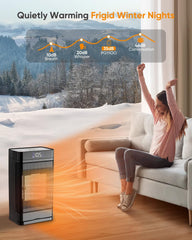 Space Heater 99'F /1500W Power,Portable Heater 12PTC CeramicHeating Sheets Bedroom, 12-Hour Timing,Home Bedroom office safety, Black