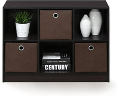 Furinno Basic 3x2 Bookcase Storage w/Bins, Light Cherry/Ivory