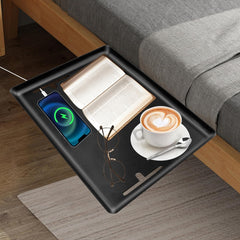 Bedside Shelf for Bunk & Loft Beds Nightstand Kids Room and College Dorm Room Essentials Bedside Table Tray Holder Clip on Tray, Black