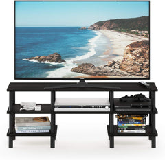 FURINNO Nelly Entertainment Center TV Stand, Short 43.3"(W) x13.4(H) x13.1(D), Columbia Walnut/Black