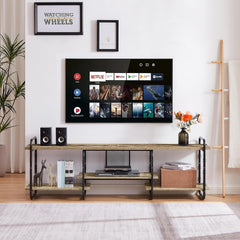 VECELO TV Stands up to 55 Inch,Entertainment Center/Media Console Table with Adjustable Storage Shelves for Living Room/Bedroom,