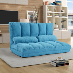 Harper & Bright Designs Double Chaise Lounge Sofa Floor Couch and Sofa with Two Pillows (Blue)