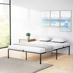 Twin Metal Platform Bed Frame with Sturdy Steel Bed Slats,Mattress Foundation No Box Spring Needed Large Storage Space Easy to Assemble Non-Shaking and Non-Noise Black (Twin)