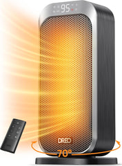 Dreo Quiet Space Heater, 1500W Portable Heaters for Indoor Use with Remote, 70° Oscillation, Fast and Safety Electric PTC Ceramic for Desk Office Bedroom, 12H Timer