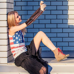 Geyoga 6 Pairs Veterans Day American Flag Arm Sleeves for Men UV Protection USA Flag Cooling Arm Covers Sun Protector Sleeves for Football Youth Guards Unisex Sports Basketball Cycling Motorcycle