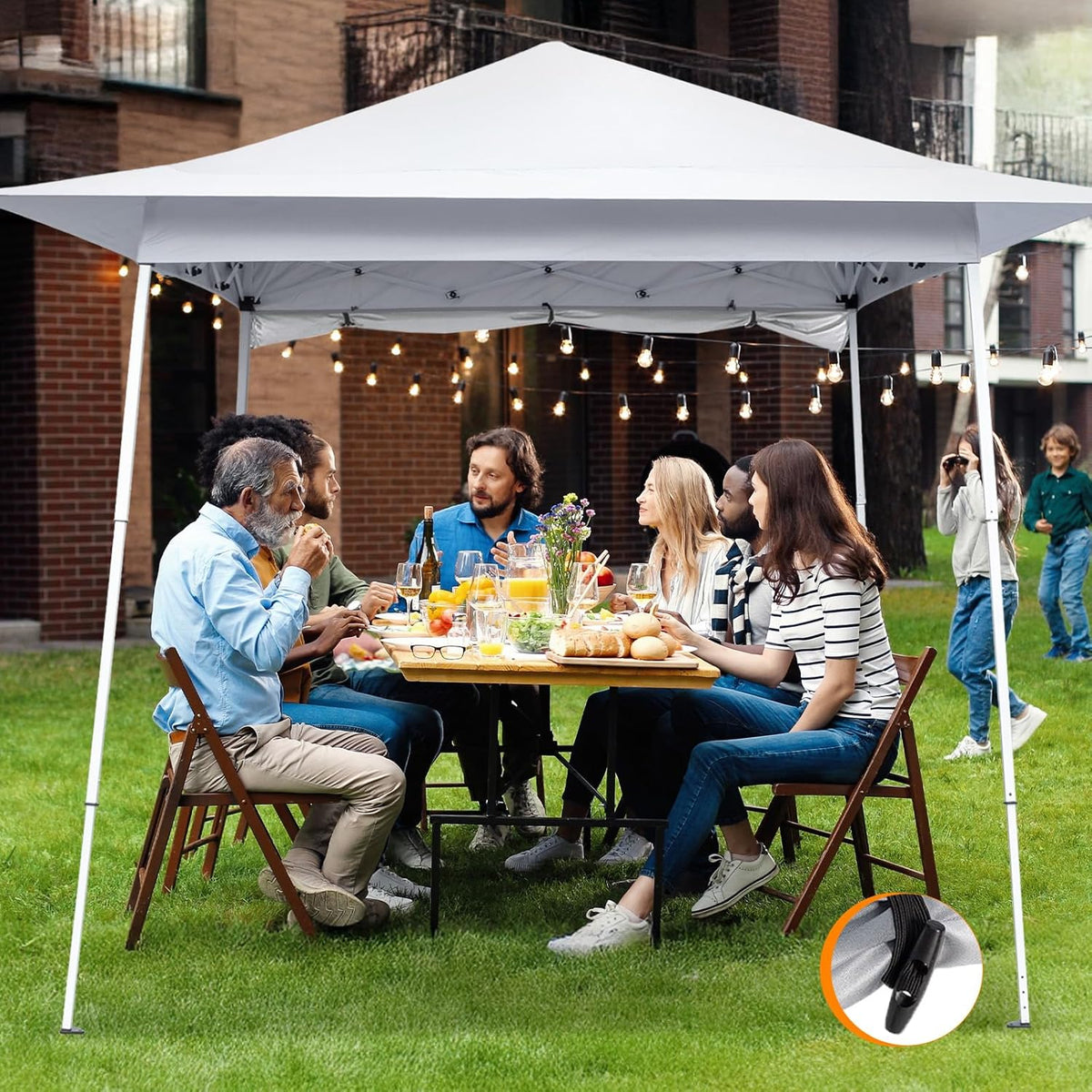 8x8ft Pop Up Gazebo with Backpack Oxford Cloth UPF 50+ Sun Protection Portable Folding Canopy Tent for Beach Camping Outdoor Picnic