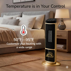 Space Heater Sandy Gold 1500W Portable Electric Tower Heater with Adjustable Thermostat Programmable Thermostat & ECO Mode Overheating and Tip-Over Protection Electric Heaters for Indoor Use