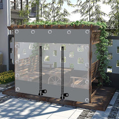 Outdoor Clear Tarp Curtain,0.3mm PVC Vinyl Waterproof Tarpaulin with Eyelets,Pergola Patio Gazebo Porch Carport Grey Transparent Tarp Side Panels,Weatherproof,with Zip,L×H-3.2×2m(10.5 * 6.6ft)