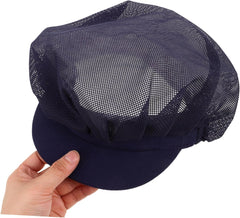 OUNONA Unisex Chef Hat Breathable Mesh Cotton Cooking Hat for Men Women Food Service Hair Nets Mesh Cap Food Service Caps Navy