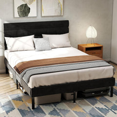 Full Size Bed Frame with Headboard, Linen Upholstered Metal Platform Bed with Sturdy Slats Support 14" Underbed Storage, No Box Spring Needed, Easy Assembly (Grey, Full)