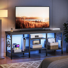 TV Stand for TVs up to 47 Inch, Entertainment Center with Open Storage Shelves, TV Media Console Table with Soundbar Shelf for Living Room, Bedroom