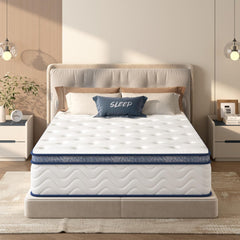 12 Inch White Twin Size Mattress - Hybrid Mattresses in a Box with Individual Pocket Springs, Modern Memory Foam Mattress with Pressure Relief and Breathable Comfort