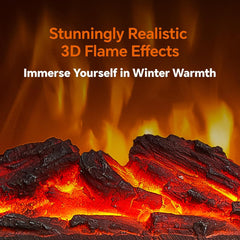 Shinic Portable Fireplace Heater for Indoor Use,1500W Fireplace Space Heater with Thermostat, Realistic 3D Flame & Crackling Sound, ETL Listed Home Office (Oak)