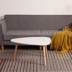 Elegant and Modern Egg Shape Coffee Table for Living Room, Stylish Design, Easy Installation, White and Oak Finish