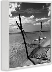 Stupell Industries Windward Beach Hammock Framed Giclee Art Design by Noah Bay