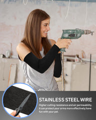 Geyoga 2 Pairs Arm Sleeves Guards Arm Protectors for Thin Skin and Bruising Protective Cut Resistant Sleeves for Men Women(X-Large,Hppe,Black)