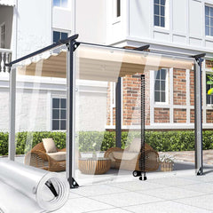 Waterproof Transparent Tarpaulin Side Panels,Pergola Gazebo Carport Clear Tarp Curtains With Zipper,0.3mm Weatherproof Pvc Tarpaulin Cover,Partition Curtains,With Grommets,L×H-3.6*2.3m(11.8*7.5ft)