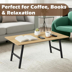 Folding Coffee Table, Portable Floor Table for Sitting on The Floor, Midcentury Modern Coffee Table, Foldable Floor Table for Living Room, 40''L x 20''W x 16.3''H, Oak