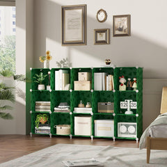 UNKU 16 Cube Storage Organizer, Bookcase Bookshelf with Pattern, Closet Organizer Cabinet, Storage Cube Shelf, Open Storage Shelves for Bedroom, Living Room, Home Office, Black