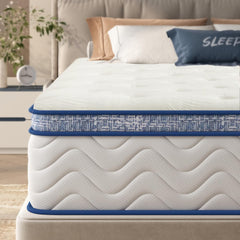 12 Inch White Twin Size Mattress - Hybrid Mattresses in a Box with Individual Pocket Springs, Modern Memory Foam Mattress with Pressure Relief and Breathable Comfort