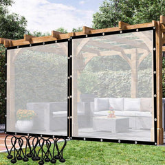 Pergola Waterproof Side Panels with Eyelets Transparent Outdoor Curtains Plastic Tarpaulin, for Gazebo, Gardens, Patios (Color : Clear, Size : 6x4m(19.68x13.12ft))