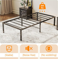 Bonnlo King Size Bed Frame 14 Inch Platform Bed Metal Mattress Foundation,Heavy Duty Steel Slat Support,No Box Spring Needed,Black