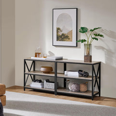 Yaheetech TV Stand for 65 Inches TV, Entertainment Center with Storage Shelves for Living Room, Media Console Table, Wood & Metal Frame, Gray