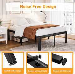 Askeld Twin Bed Frames, 14 Inch High Metal Platform Bed with Round Corner Leg, No Box Spring Needed, Heavy Duty Noise-Free Bed Base, Easy Assembly, Black