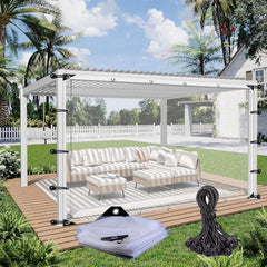 Curtains for Gazebo, 0.12mm Pergola Waterproof Side Panels Translucent Tarp with Eyelets and Elastic Rope DTVEW (Color : Clear, Size : 22.96x9.84'/7x3m)