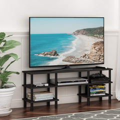 FURINNO Nelly Entertainment Center TV Stand, Short 43.3"(W) x13.4(H) x13.1(D), Columbia Walnut/Black