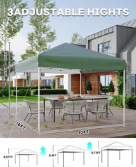 10x10 Pop Up Canopy Tent, Outdoor Tent with 3 Adjustable Height, Easy Set Up Canopy with 4 Sandbags & Carrying Bag for Camping, Parties,Outdoor Events - Khaki