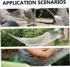 Hanging Bed Hammock with Stick Dirt Resistant Beige Swing for Camping Garden Relaxation Easy Setup and Design for Adults