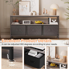 CuisinSmart 55 Inch TV Stand for Living Room, 3-Drawer Entertainment Center with Open Shelf, Modern Television Table Center Media Console with Storage Solutions