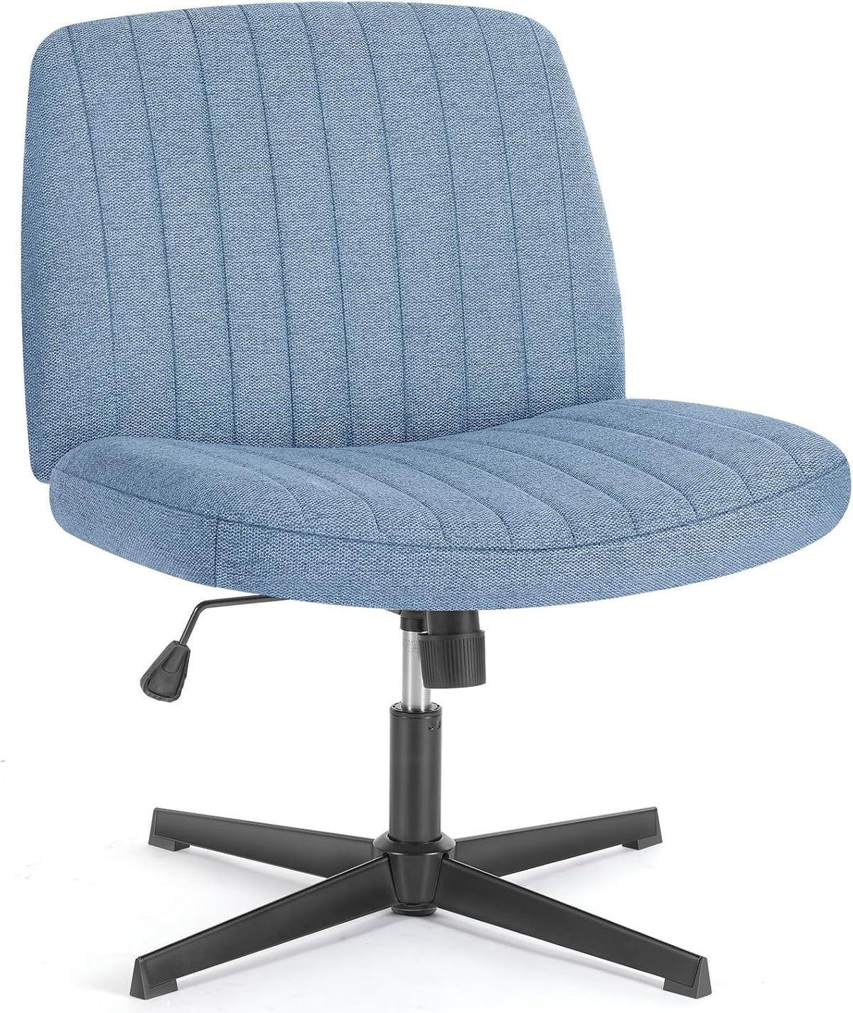 OLIXIS Criss Cross Legged Chairs Armless No Wheels Wide Seat Height Adjustable Swivel Padded PU Leather Home Office Desk Seating for Bedroom, Student, Study Room